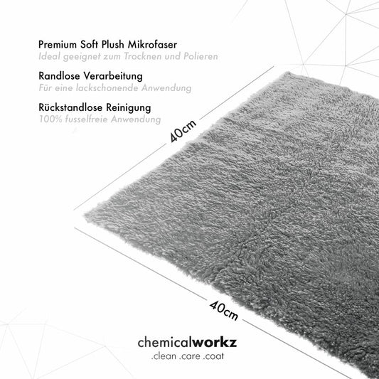 ChemicalWorkz - Edgeless Soft Touch Premium Towel grey - Poliertuch grau 40x40cm 500GSM_2