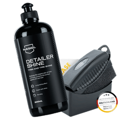 Nasiol Detailer Shine 500ml schwarze Flasche mit Schwamm für Reifen- und Kunststoffpflege
