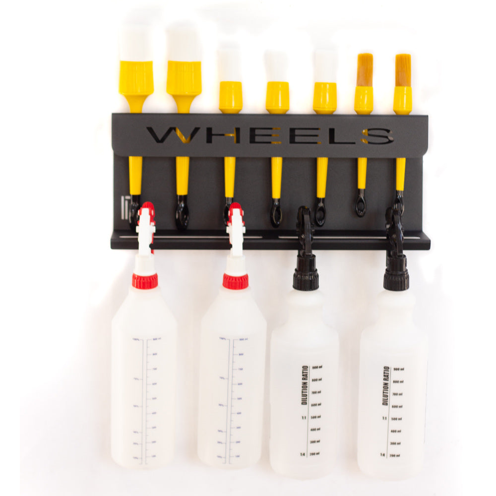 Poka Premium - Wandhalterung für Pinsel & Flaschen - 40cm - Aufschrift WHEELS_3