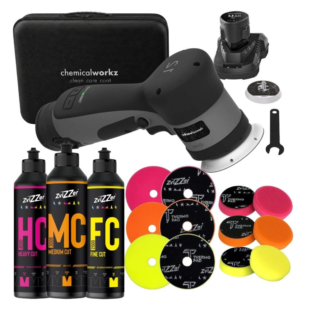 ChemicalWorkz DA12 Poliermaschine + SET mit Zvizzer Pads und Zvizzer polituren